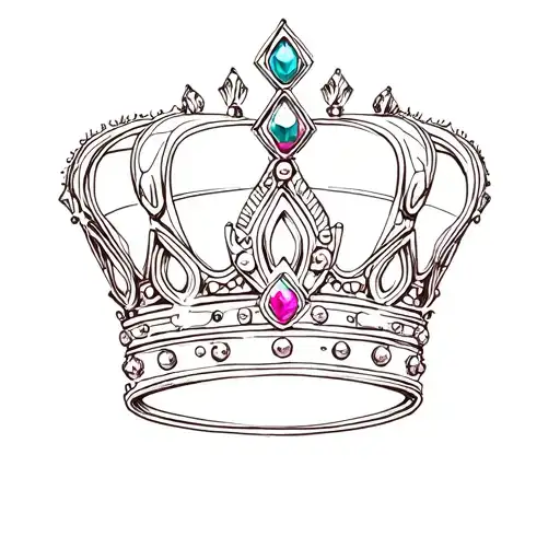 crown with 4 jewels  tattoo design idea