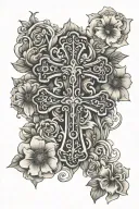 floral cross tattoo featuring tattoo design idea