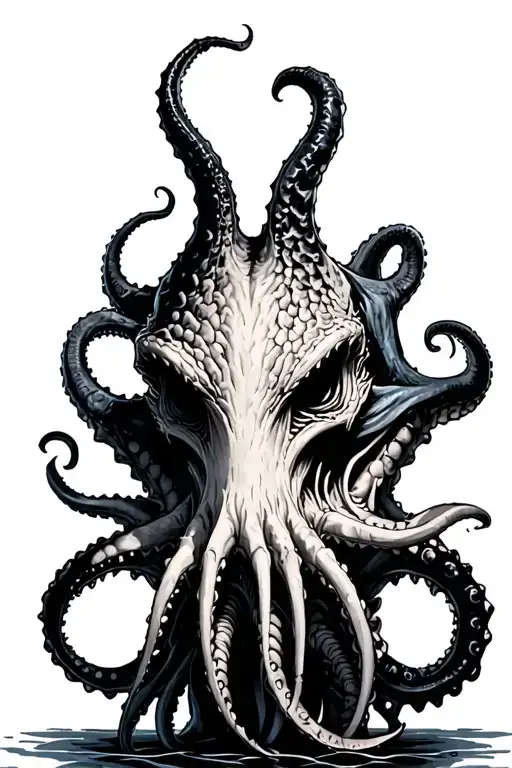 kraken black and grey tattoo design idea
