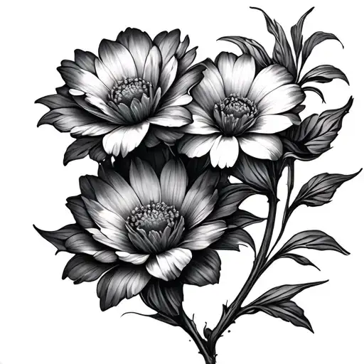 Three flowers in shape of a heart tattoo design idea