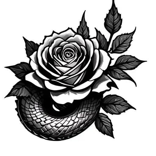 Aztec serpent:rose tattoo design idea