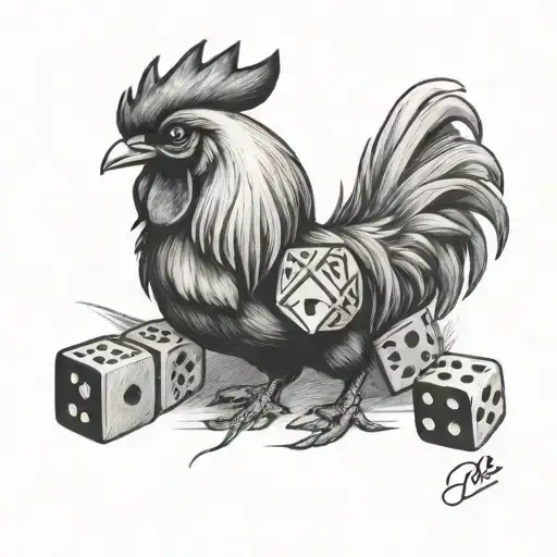 Rooster and Dice tattoo design idea