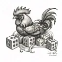 Rooster and Dice tattoo design idea