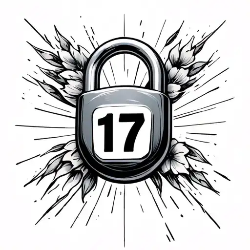 number 17 with padlock tattoo design idea