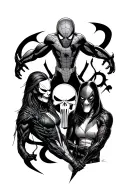 Spiderman, Venom, Deadpool, Punisher, Gambit and Magneto tattoo design idea