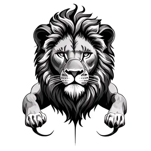 Lion And Clock tattoo design idea