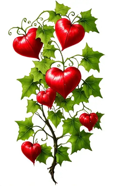 ivy vines with bleeding heart flowers  tattoo design idea