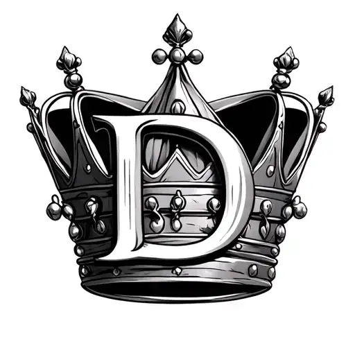 Crown with letter D inside tattoo design idea