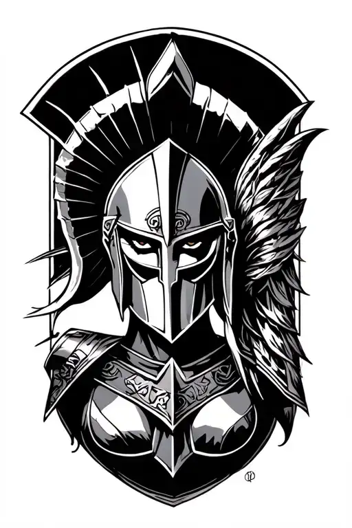 ares as a female spartan tattoo design idea