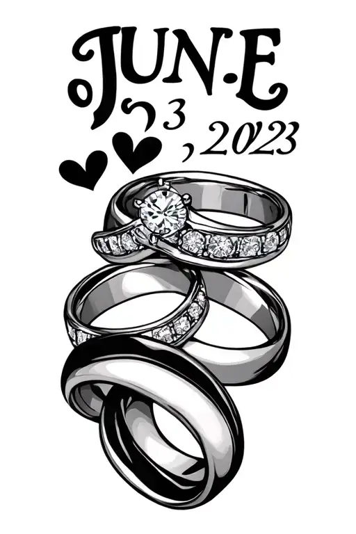 "June 3, 2023" "June 3, 2023" marriage wedding rings tattoo design idea