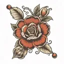 December birth, flower, and baby footprint  tattoo design idea