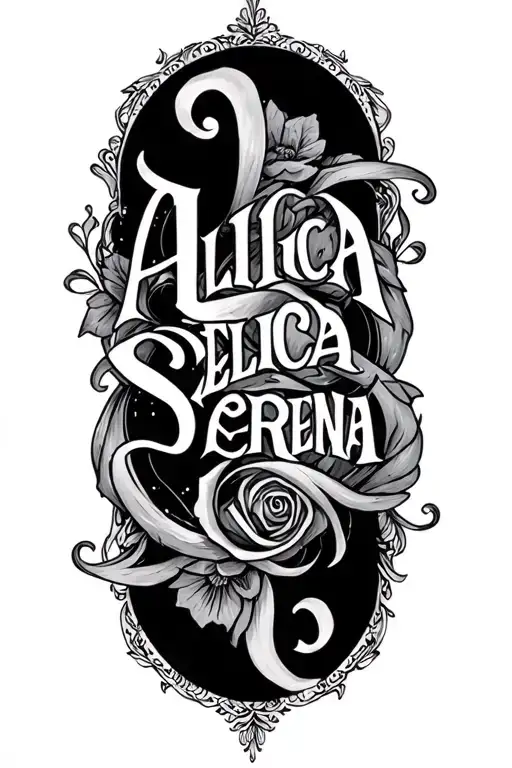 "ALICIA SERENA" SCROLL tattoo design idea