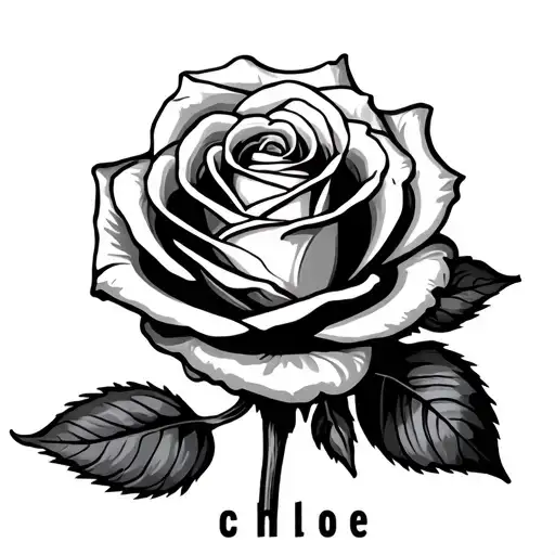 Rose with the name Chloe tattoo design idea