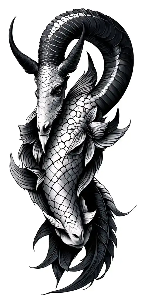 capricorn, pisces, cancer zodiac symbol tattoo design idea