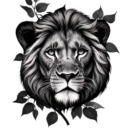lion face, family tree, compas rose tattoo design idea