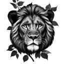 lion face, family tree, compas rose tattoo design idea