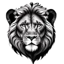 lion face, family tree, compas rose tattoo design idea