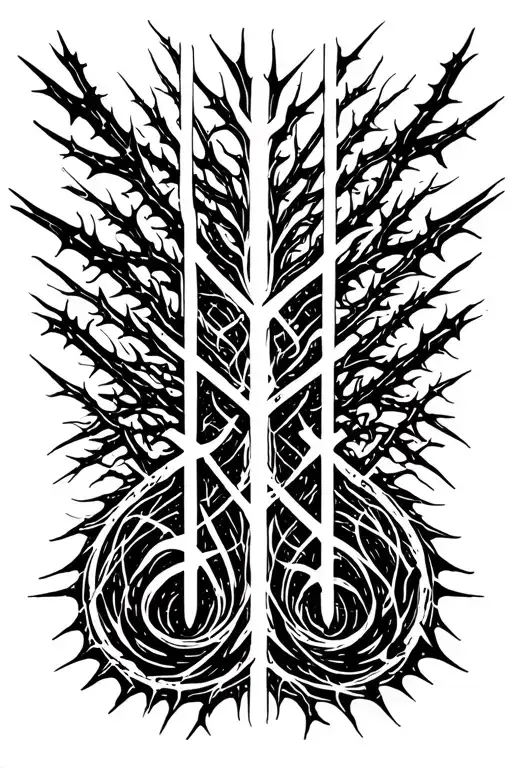Raw Blackwork Chaotic Bold Strokes Flow Brutalist Dark Abstract Lettering Thorns Expressive Anatomical Horror tattoo design idea