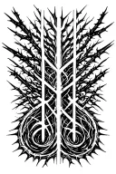 Raw Blackwork Chaotic Bold Strokes Flow Brutalist Dark Abstract Lettering Thorns Expressive Anatomical Horror tattoo design idea