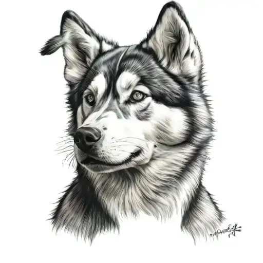 husky face tattoo from the front view tattoo design idea