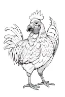 rooster wearing a gas mask surrounded tattoo design idea