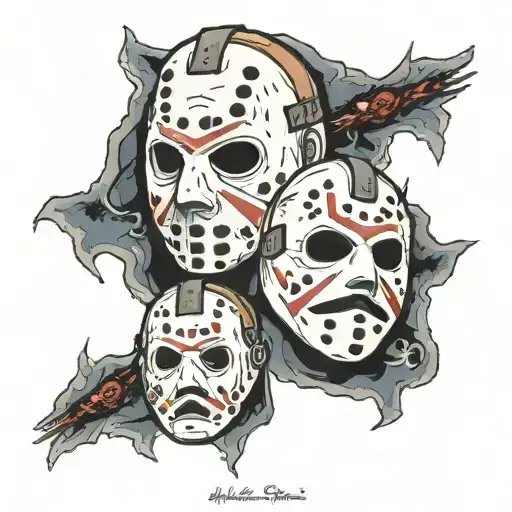 Micheal myers and Jason voorhees evolution of mask tattoo design idea