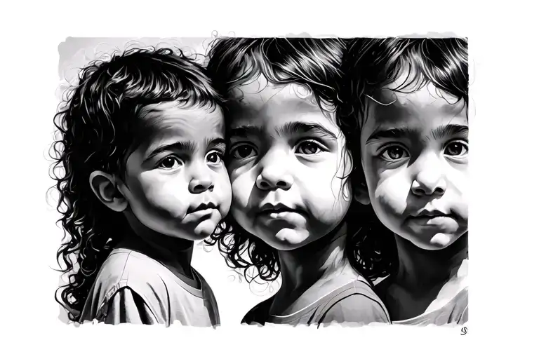 3 children's face line tattoo tattoo design idea