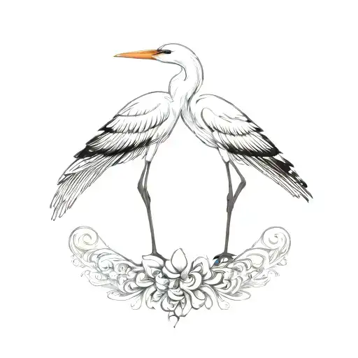 cover up egret tattoo design idea