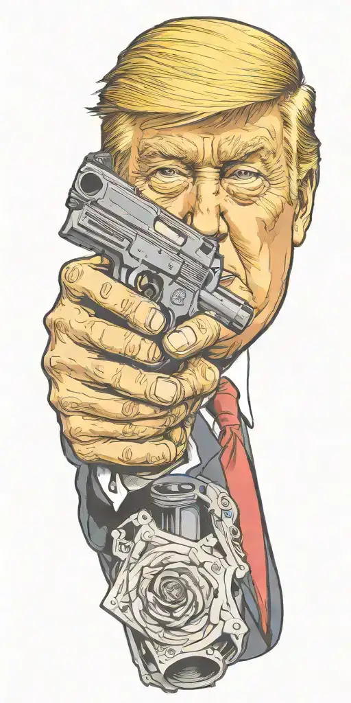 trump hold gun you missed bitch tattoo design idea