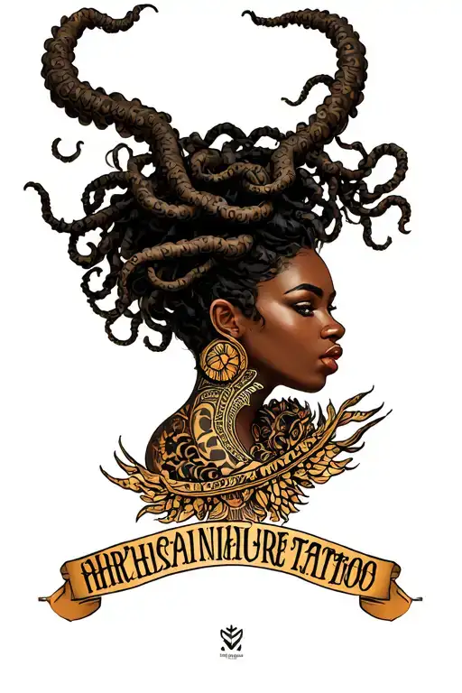 african American medusa tattoo design idea