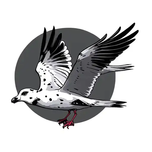 Dalmatian seagull flying tattoo design idea