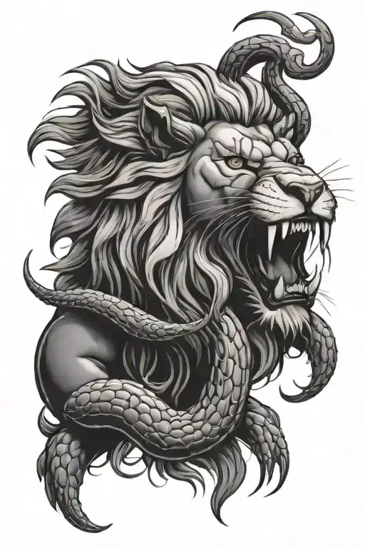 lion and scorpion  tattoo design idea
