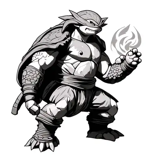 saiyan and turtle hermit  tattoo design idea