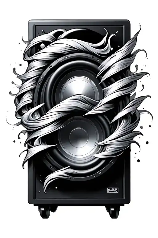 subwoofer emitting vibrant sound waves tattoo design idea
