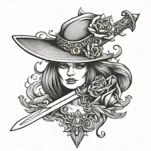 Sister In Law Sword Hat tattoo design idea