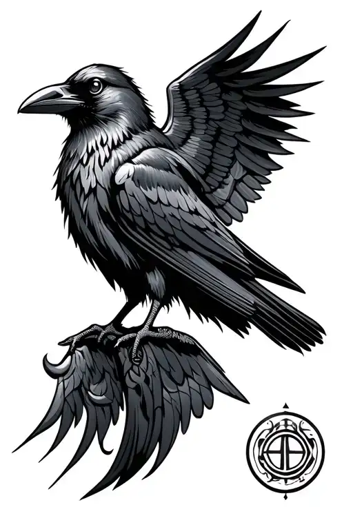Tell me if I want to make a permenent tattoos of Raven Bird with this details:-✔ Algiz Rune on its Wing.✔ Eye of Horus tattoo design idea