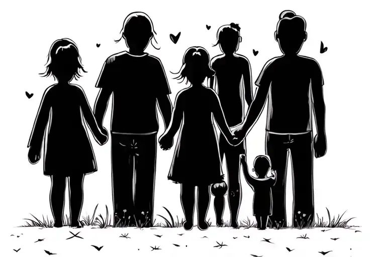 family holding hands tattoo design idea