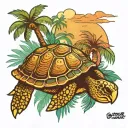 turtle and palm tree tattoo design idea