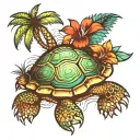 turtle and palm tree tattoo design idea