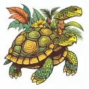 turtle and palm tree tattoo design idea
