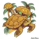 turtle and palm tree tattoo design idea