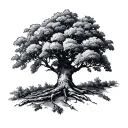 Walnut tree in line style tattoo tattoo design idea