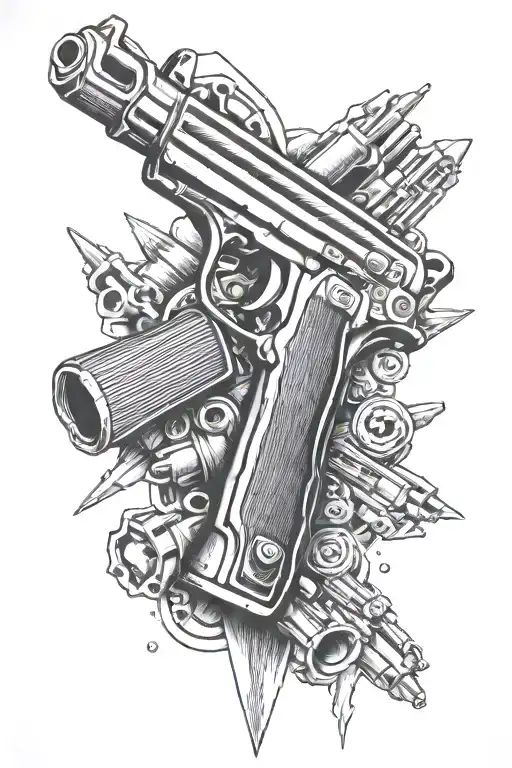 uzi and bullets tattoo design idea