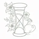 simple hourglass with some flowers tattoo design idea