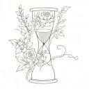 simple hourglass with some flowers tattoo design idea