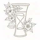 simple hourglass with some flowers tattoo design idea