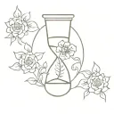 simple hourglass with some flowers tattoo design idea