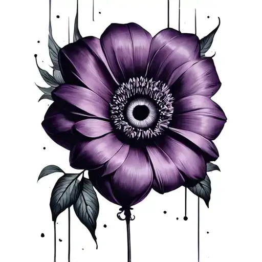 a face tatoo of a ballon flower on a man under the eye and for the ballon flower do it in black not the traditional purp tattoo design idea