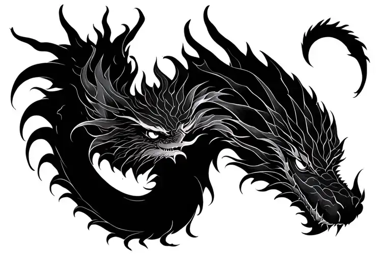 Dragon curled tattoo design idea