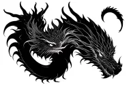 Dragon curled tattoo design idea